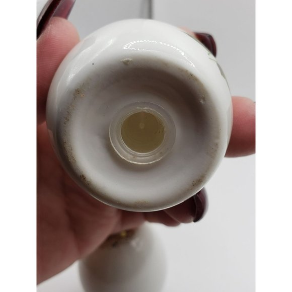 Vintage ISRAEL Signed Porcelain Hand Painted Rose Floral 14k Gold Salt Pepper Sh - Picture 2 of 9